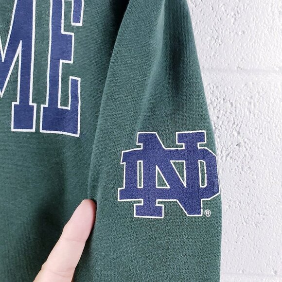 Vintage 90s Jansport Notre Dame ND Hoodie Hooded Sweatshirt Green Size Medium - Picture 5 of 8